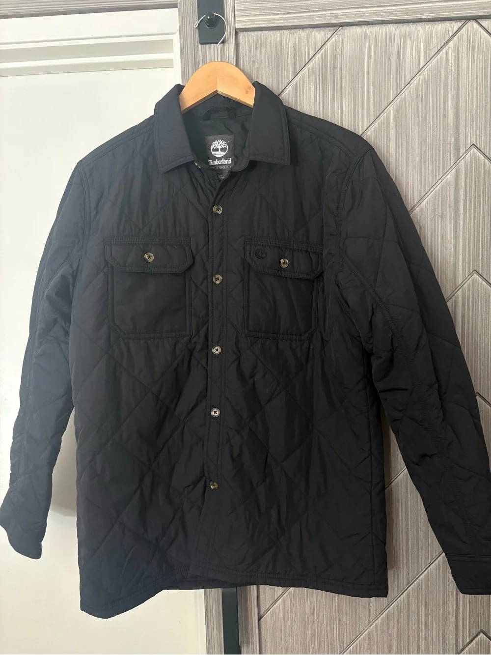 Timberland Quilted Black Button-Front Shirt Jacket Shacket Men’s Size Medium